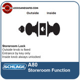 Schlage A80 Storeroom Function Cylindrical Lock