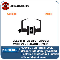 Schlage ND96EL Electrified Storeroom Lock | Schlage ND 96 EL Cylindrical Lock with Vandlgard Lever