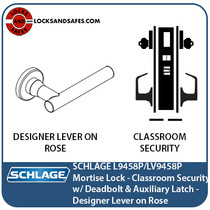 Schlage L9458 - Classroom Security Mortise Lock with Deadbolt and Auxiliary  Latch - Grade 1, Double Cylinder Keyed Lever Lock