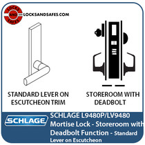 L9480R-18A-606 Schlage L Series Storeroom with Deadbolt Commercial Mortise  Lock with 18 Cast Lever Design and Full Size Core in Satin Brass - Lock  Depot Inc