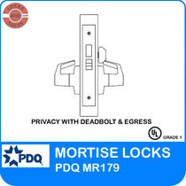 Grade 1 Mortise Privacy with Deadbolt and Egress Lockset | PDQ MR179-Economical alternative to Corbin ML2030 Mortise Lock | F Sectional Trim