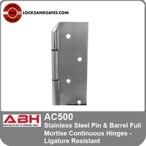 ABH AC500 Stainless Steel Pin & Barrel Full Mortise Continuous Hinges - Ligature Resistant