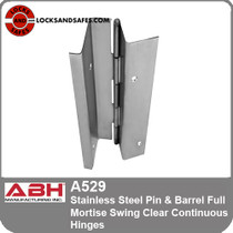 ABH A529 Stainless Steel Pin & Barrel Full Mortise Swing Clear Continuous Hinges