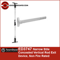 Townsteel ED3747 Narrow Stile Concealed Vertical Rod Exit Device, Non Fire Rated
