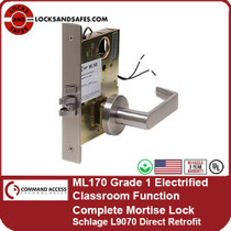 ML170 Grade 1 Electrified Classroom Function Complete Mortise Lock | Command Access ML1 Series | Schlage L9070 Direct Retrofit
