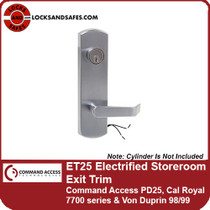 Command Access ET25 Electrified Storeroom Exit Trim | For Command Access PD25, Cal Royal 7700 series & Von Duprin 98/99 Exit Devices