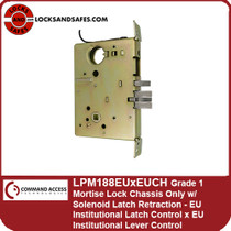 Command Access LPM188EUxEUCH | EU Institutional Function Latch Control x EU Institutional Function Lever Control Grade 1 Mortise Lock Chassis Only w/ Solenoid Latch Retraction | Schlage L9000 Mortise Lock Chassis Retrofit