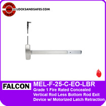 Falcon MEL-F-25-C-EO-LBR | Fire Concealed Vertical Rod Less Bottom Rod Exit Device with Motorized Electric Latch Retraction