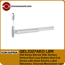 Von Duprin QEL3327 LBR | Narrow Stile Surface Vertical Rod Less Bottom Rod Exit Device with Quiet Electric Latch Retraction