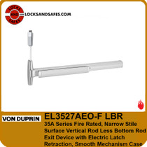 Von Duprin EL3527A-F-LBR Fire Rated Narrow Stile Surface Vertical Rod Less Bottom Rod Exit Device with Electric Latch Retraction
