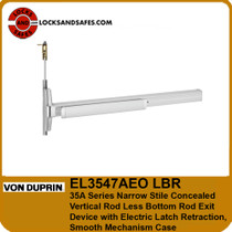 Von Duprin EL3547 LBR Narrow Stile Concealed Vertical Rod Less Bottom Rod Exit Device with Electric Latch Retraction | Von Duprin 3547 CVR LBR ELR