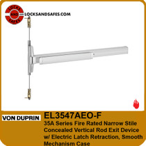 Von Duprin EL3547 Fire Rated Narrow Stile Concealed Vertical Rod Exit Device with Electric Latch Retraction