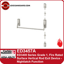 Corbin Russwin ED3457A | ED3400 Series Grade 1, Fire Rated Surface Vertical Rod Exit Device Only, Nightlatch Function