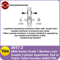 Yale 8817-2 Double Cylinder Apartment, Exit or Public Toilet Mortise Lock