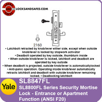 Yale SL8847FL Entrance or Apartment Mortise Lock
