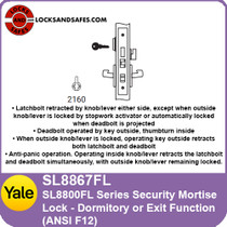Yale SL8867FL Dormitory or Exit Mortise Lock