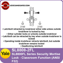 Yale SL8808-2FL Classroom Mortise Lock