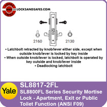 Yale SL8817-2FL Apartment, Exit or Public Toilet Mortise Lock
