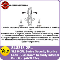 Yale SL8818-2FL Classroom Security Intruder Mortise Lock