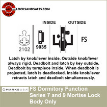 Marks Dormitory Function Mortise Lock Body