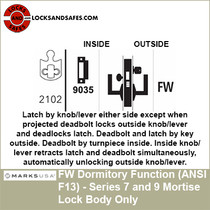 Marks Dormitory Function Mortise Lock Body