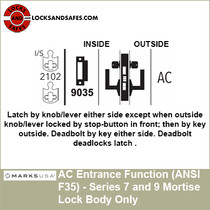 Marks Entrance Function Mortise Lock Body