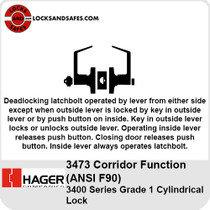 Hager 3473 Corridor Cylindrical Lock