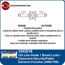 Sargent 10XG16 Double Cylinder Classroom Security Bored Lock