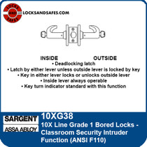 Sargent 10XG38 Double Cylinder Classroom Security Intruder Bored Lock