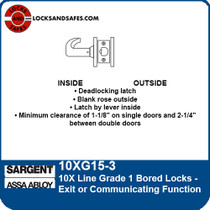 Sargent 10XG15-3 Exit or Communicating Bored Lock