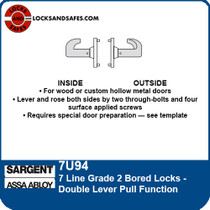 Sargent 7U94 Double Lever Pull Function Bored Lock