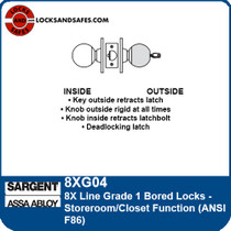 Sargent 8XG04 Storeroom Function Bored Lock | Sargent 8xG04 Closet Function Bored Lock