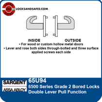 Sargent 65U94 Double Lever Pull Bored Lock