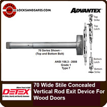 Detex Advantex 70 Series Wide Stile Concealed Vertical Rod Exit Device For Wood Doors