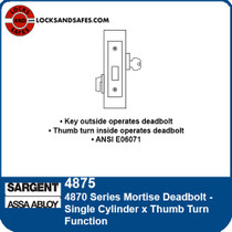 Sargent 4875 Single Cylinder x Thumbturn Mortise Deadbolt