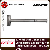 Detex Advantex 83 Series Concealed Vertical Rod Exit Device for Wide Stile Aluminum Doors - Grade 1 - Top Rod Only