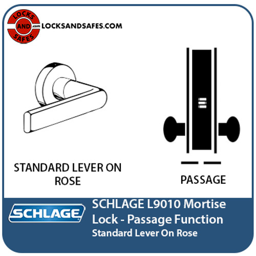 Schlage L9010 06A 626 Series L Grade 1 Mortise Lock, Passage