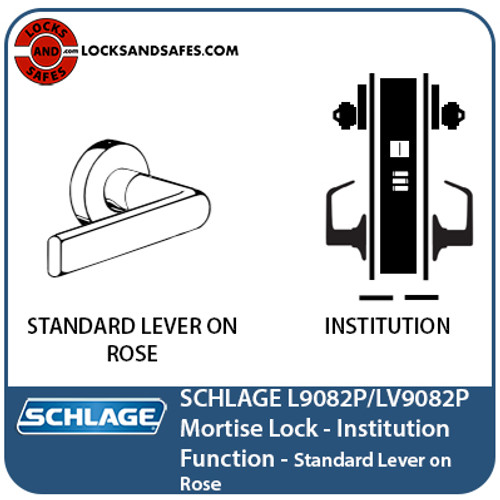Schlage L9082P 01N Institution Mortise Lock w/ 01 Lever and N Escutcheon