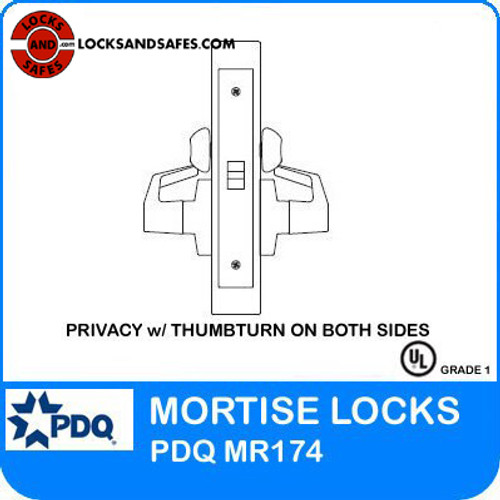 Grade 1 Privacy with Thumbturn on Both Sides Locks Mortise | PDQ MR174 Mortise Locks | Privacy with Thumturn Both Sides | J Wide Escutcheon Trim