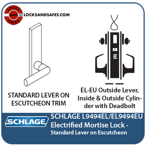 Schlage L-9494 Electrified Mortise Lock | Outside Lever