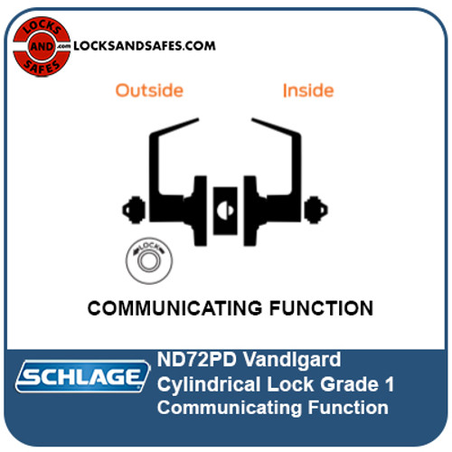 SchlageND72 Vandlgard Communicating Lock | SchlageND 72 with Vandal Resistant Lever 