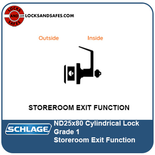 Schlage ND25x80 Storeroom Exit Lock | Schlage ND 25x80PD Cylindrical Lock