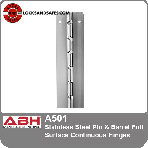 ABH A501 12 Gauge Stainless Steel Pin & Barrel Full Surface Continuous Hinges