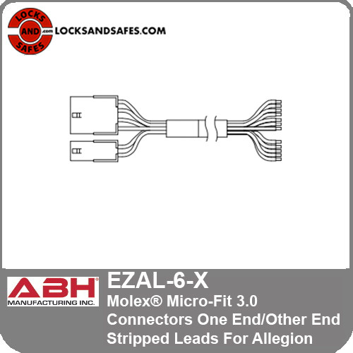 ABH EZAL-6-X | Molex® Micro-Fit 3.0 Connectors One End/Other End Stripped Leads- Power Supply Connection For Allegion, 6" Wire Length