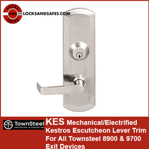 Townsteel KES Mechanical Electrified Kestros Escutcheon Lever Trim for ED8900 & ED9700 Series Exit Devices