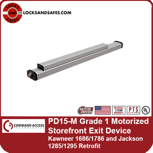 Command Access PD15-M Motorized Storefront Exit Device | Kawneer 1686 | Kawneer 1786 | Jackson 1285 | Jackson 1295 Retrofit