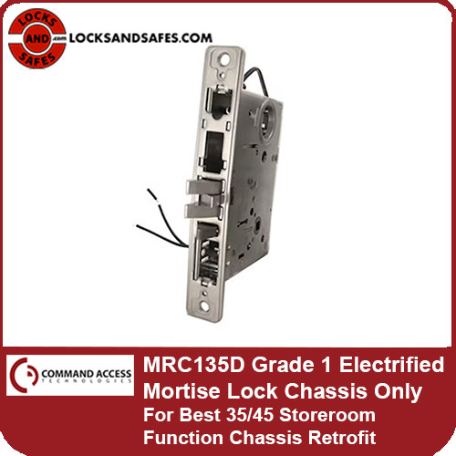 Command Access MRC135D Grade 1 Electrified Mortise Lock Chassis Only For Best 35/45 Storeroom Function Mortise Lock Chassis Retrofit | MRC1 Series Mortise Lock