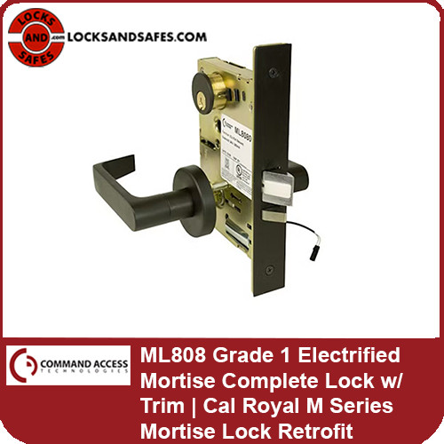 Command Access ML808 Grade 1 Electrified Mortise Complete Lock w/ Trim | Cal Royal M Series Mortise Lock Retrofi