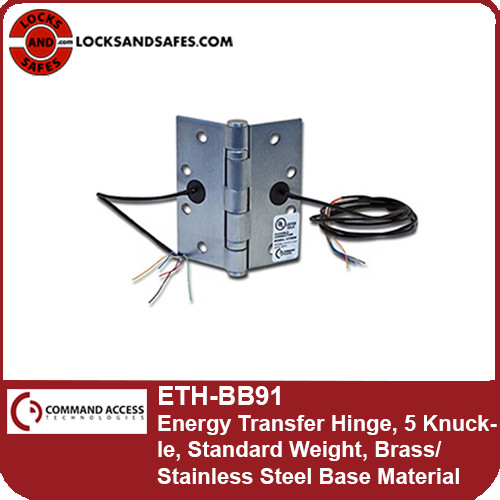 Command Access BB91 | Energy Transfer Hinge, 5 Knuckle, Standard Weight, Brass/Stainless Steel Base Material