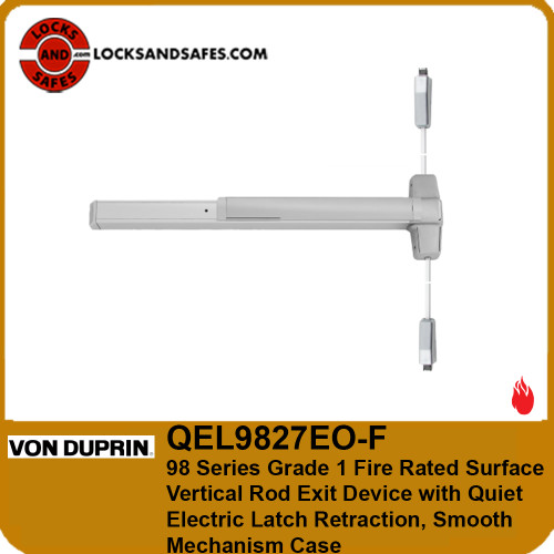 Von Duprin QEL9827EO-F Fire Surface Vertical Rod Exit Device Quiet Electric Latch Retraction | Von Duprin QEL9827F SVR Fire QEL Device